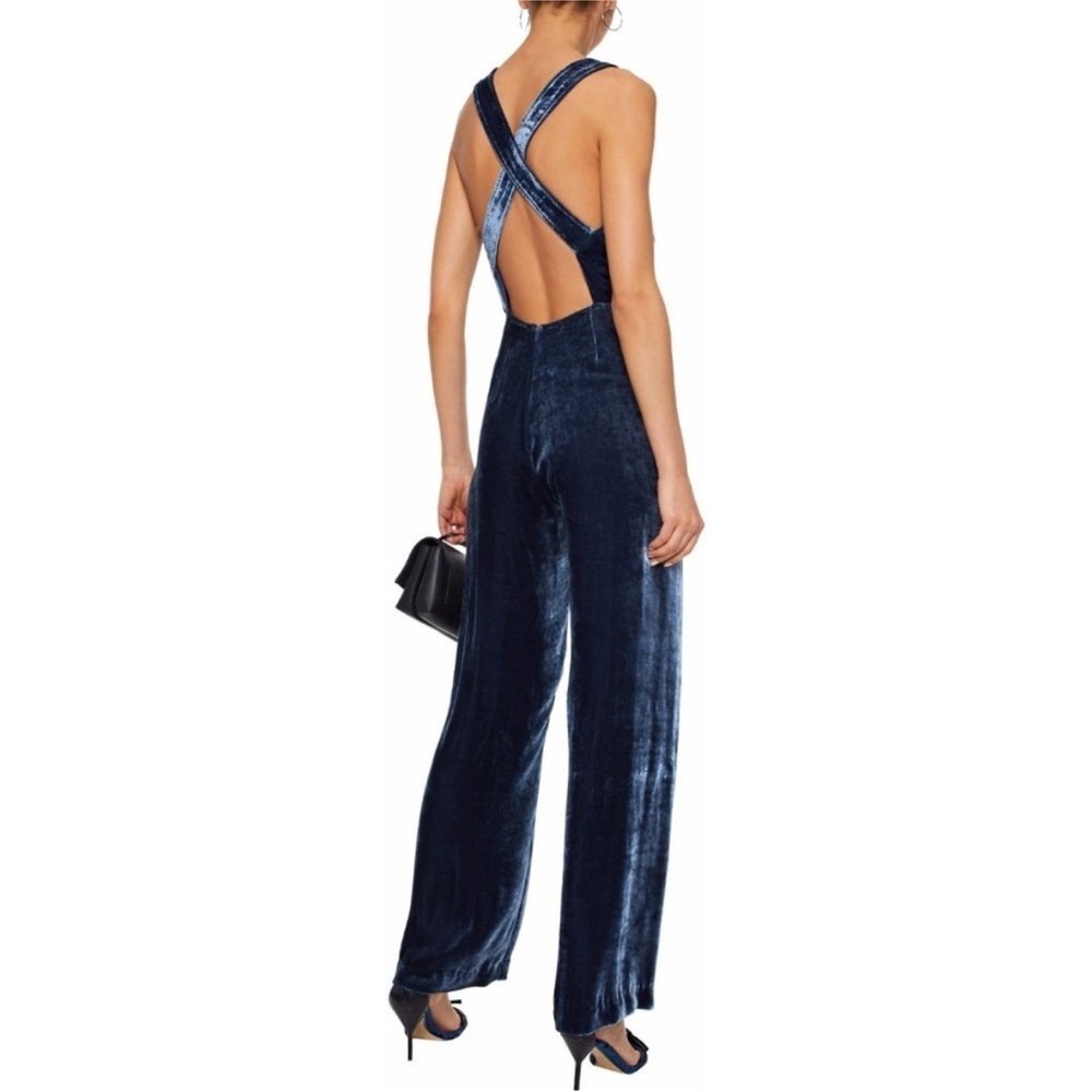 Staud blue velvet Parker jumpsuit - Picture 4 of 7